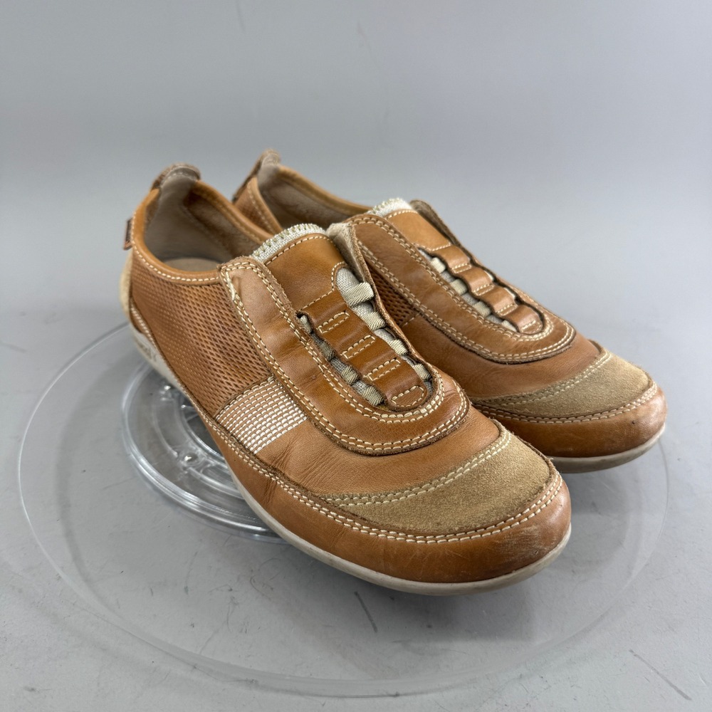 Pikolinos Women Leather Slip On Sneakers Tan Comfort Walking Shoes Size 39 8.5
